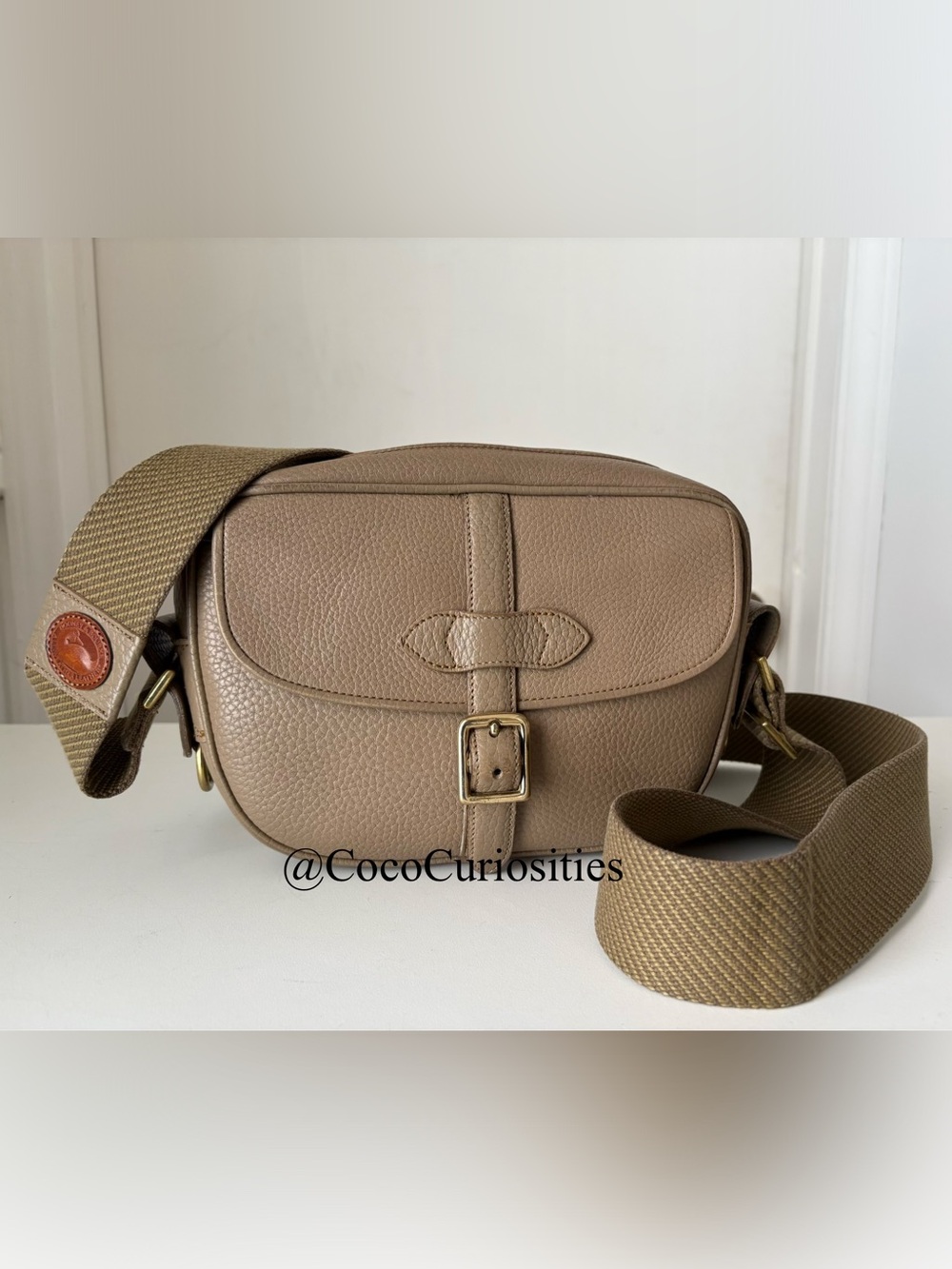 Dooney and Bourke awl Leather Webster Overland Crossbody Zip Top  wide strap Bag